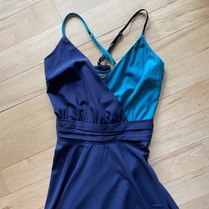 Navy and Teal Scarf Dress